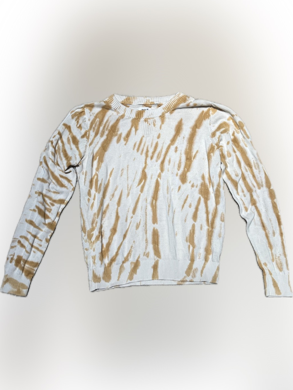 Pact White and Tan Tie-Dye Classic Crewneck Sweater Women’s Size M